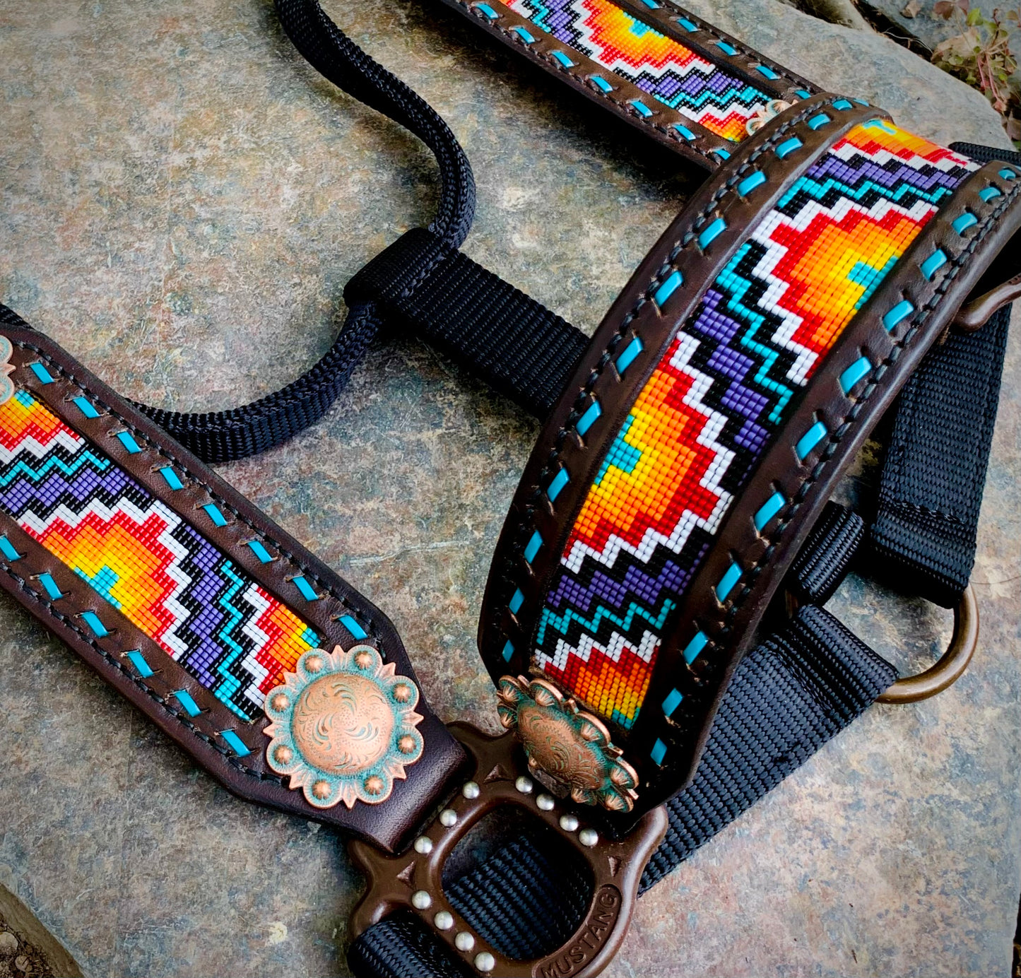 Beaded Horse Halter - Ready to Ship Today! Featuring Purple, Turquoise, Red, Orange, Yellow, White and Black Beads