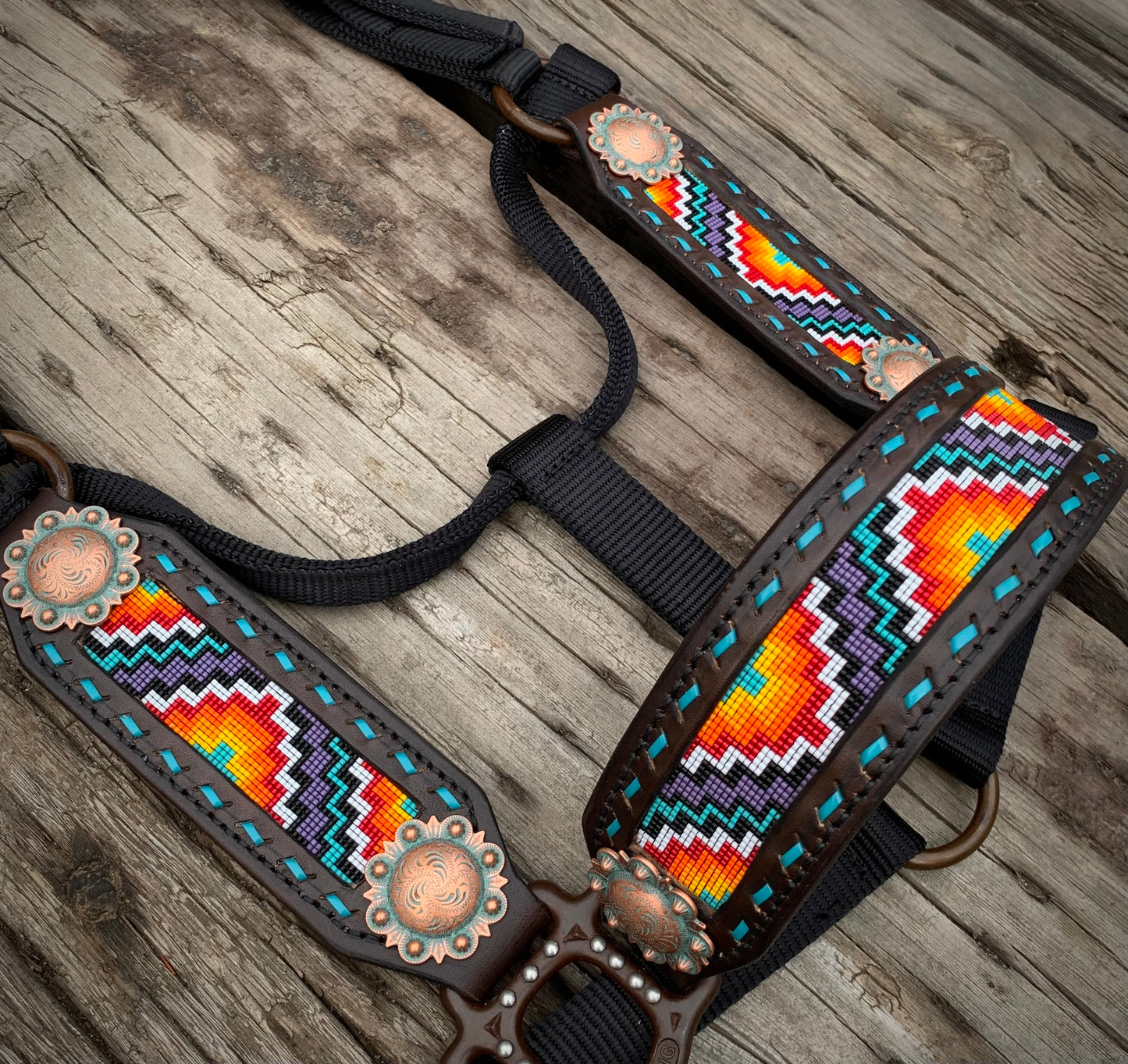 Beaded Horse Halter - Ready to Ship Today! Featuring Purple, Turquoise, Red, Orange, Yellow, White and Black Beads