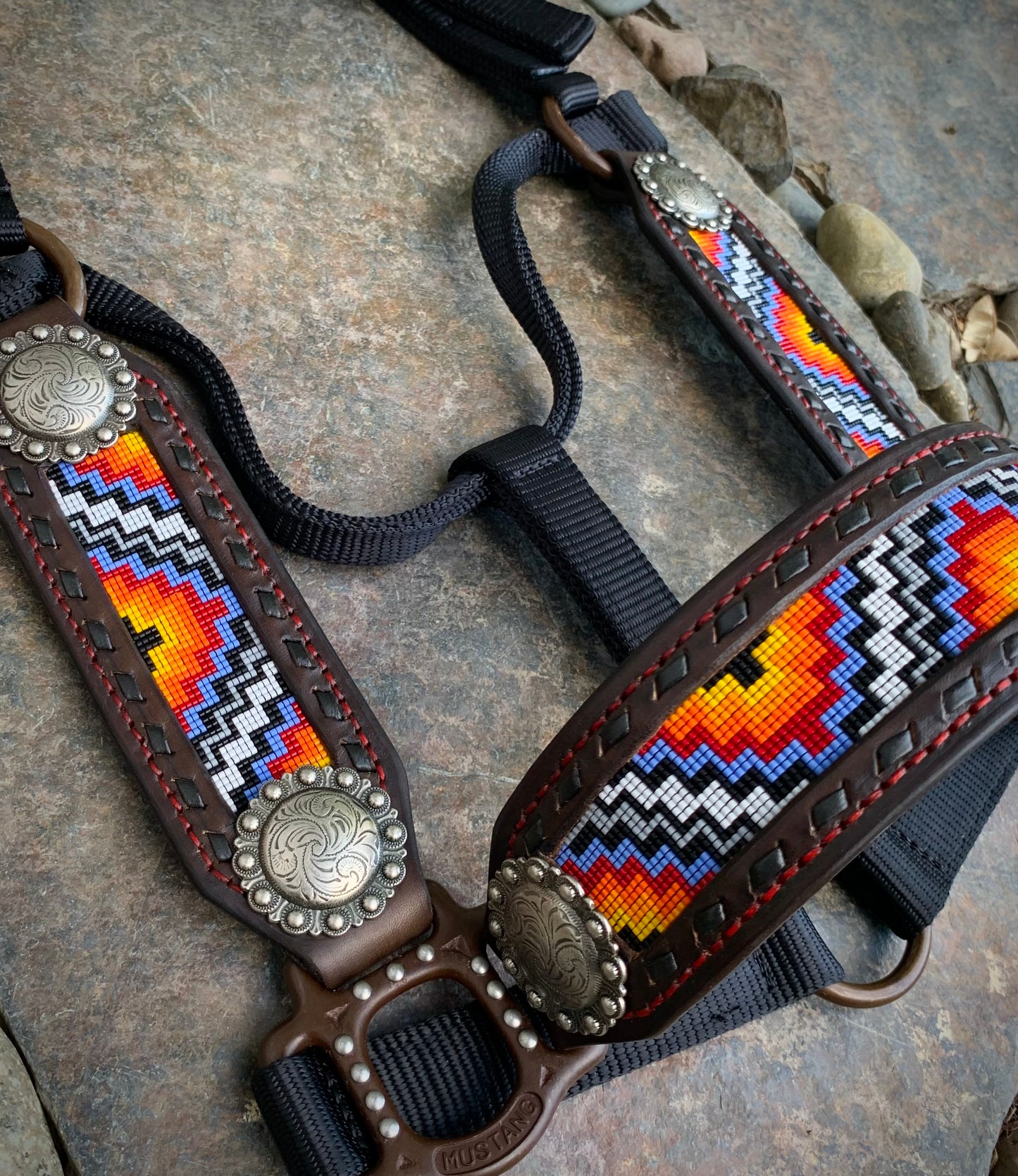 Beaded Horse Halter - Ready to Ship Today! Featuring Periwinkle, Grey, Red, Orange, Yellow, White and Black Beads