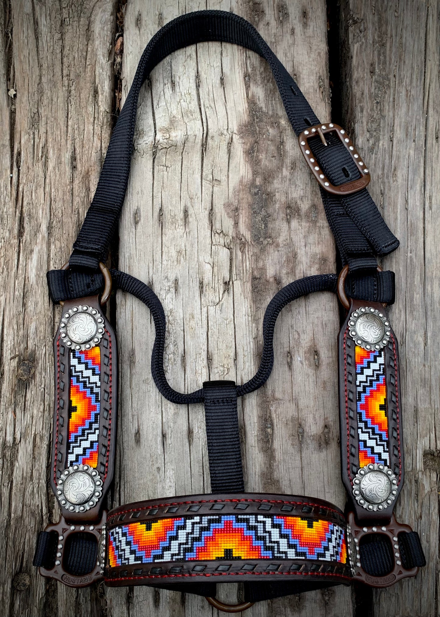 Beaded Horse Halter - Ready to Ship Today! Featuring Periwinkle, Grey, Red, Orange, Yellow, White and Black Beads