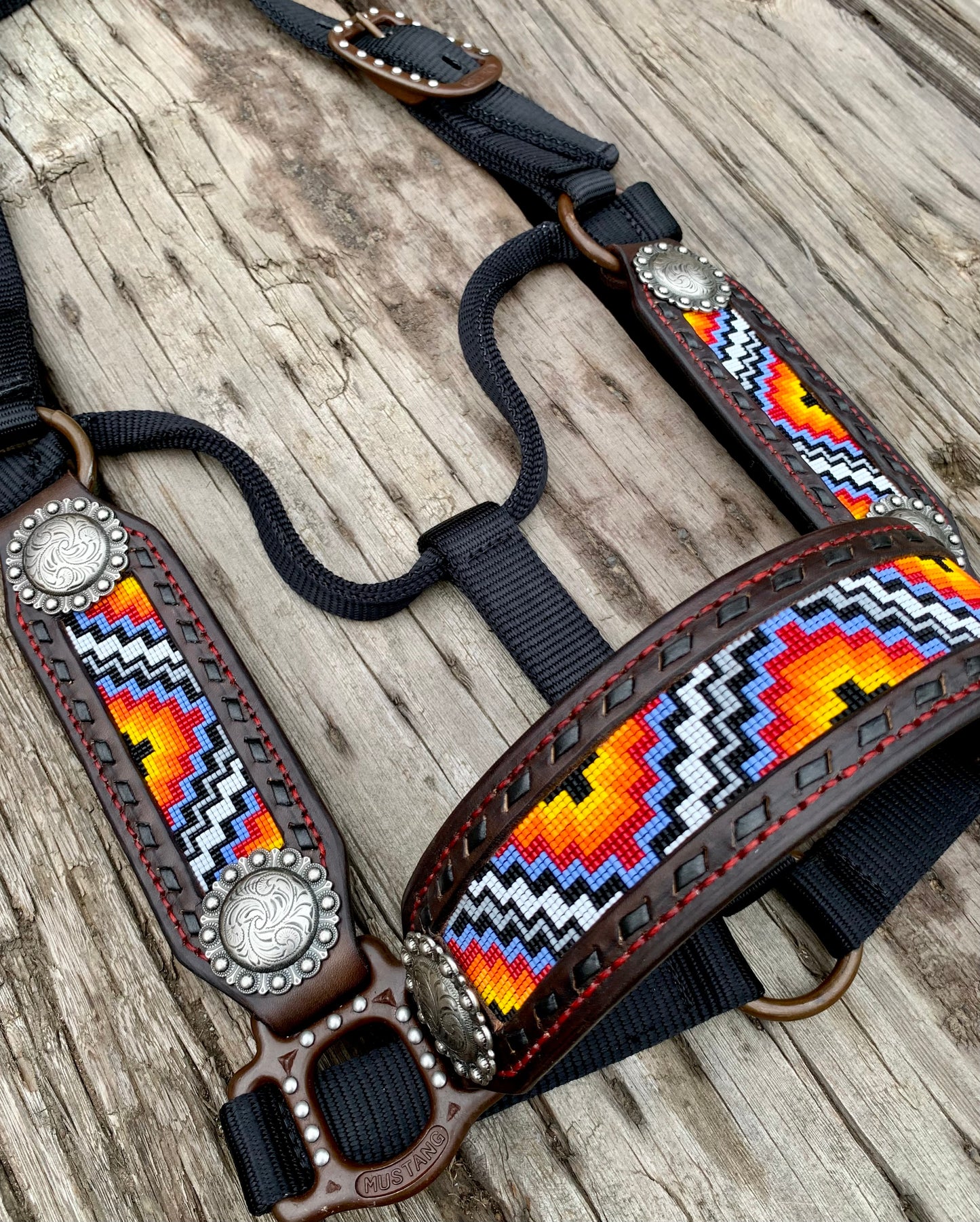 Beaded Horse Halter - Ready to Ship Today! Featuring Periwinkle, Grey, Red, Orange, Yellow, White and Black Beads